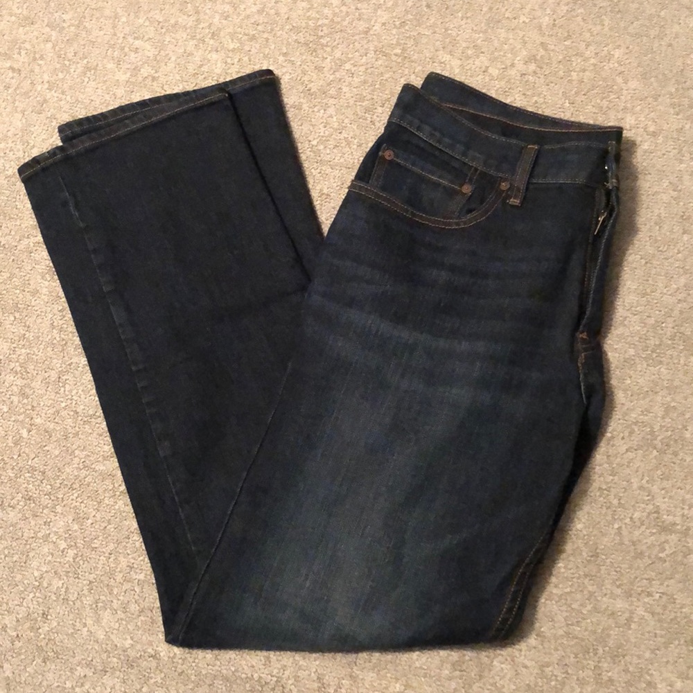 Straight cut dark wash denim